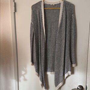 Eileen Fisher Black and White Striped Cardigan 100% Organic Cotton